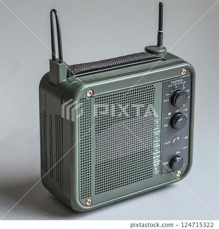 Vintage portable radio with dual antennas and retro design for nostalgic collectors and classic audio enthusiasts 124715322