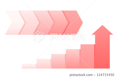 Illustration of a rising bar graph and a simple arrow_15 124715450