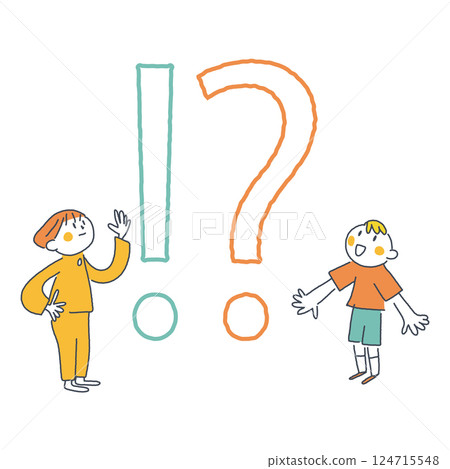 小學生在！前進行對話？標記和知識庫存插圖素材 124715548