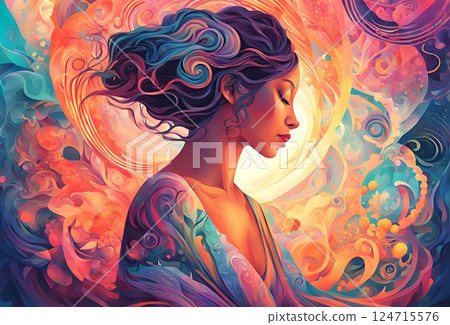 豐富多彩的藝術女性設計插畫 124715576