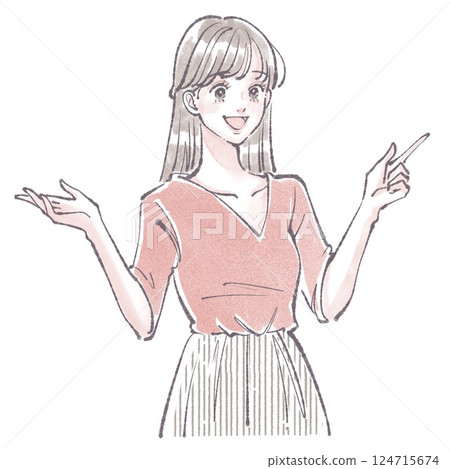 婦女和女孩插畫素材 124715674
