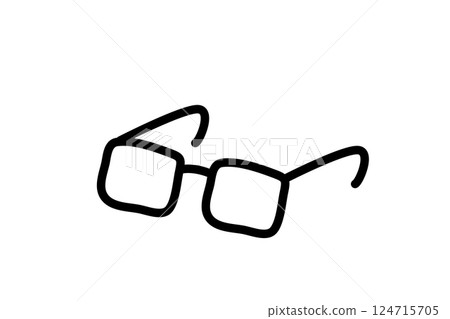 Simple line drawing illustration of glasses, vector, black Simple line drawing illustration of glasses, vector, black 124715705