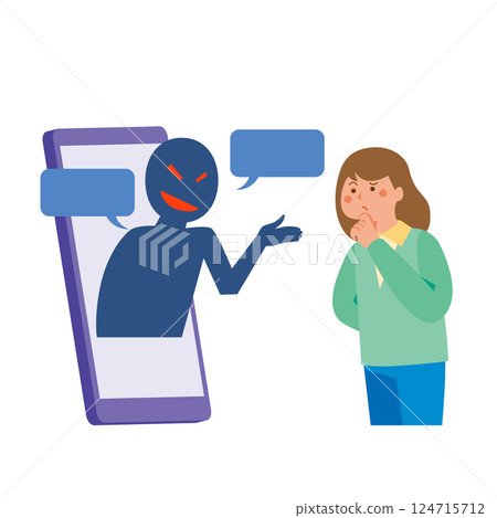 電話和女人談論欺詐 124715712