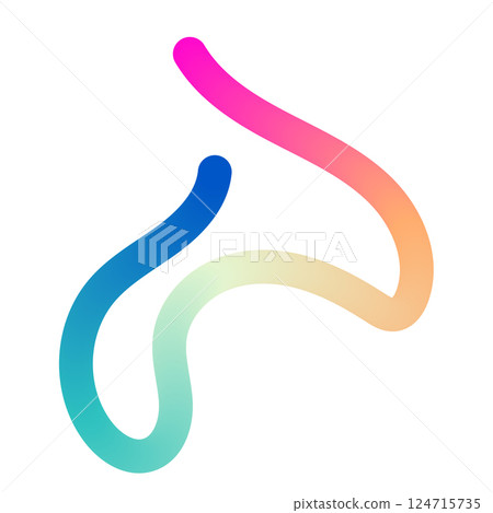 Abstract wavy gradient lines with fluid ribbon shapes, colorful 3D pattern, geometric and organic design elements. Flat vector illustration isolated on white background. Abstract wavy gradient lines with fluid ribbon shapes, colorful 3D pattern, geometric and organic design elements. Flat vector illustration isolated on white background. 124715735