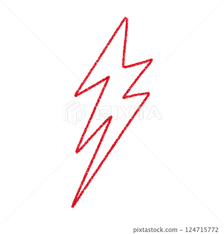 Red Hand-drawn doodle elements lightning, thunderbolt sketchy crayon scribble style with rock vibe. Flat vector illustration isolated on white background. Red Hand-drawn doodle elements lightning, thunderbolt sketchy crayon scribble style with rock vibe. Flat vector illustration isolated on white background. 124715772