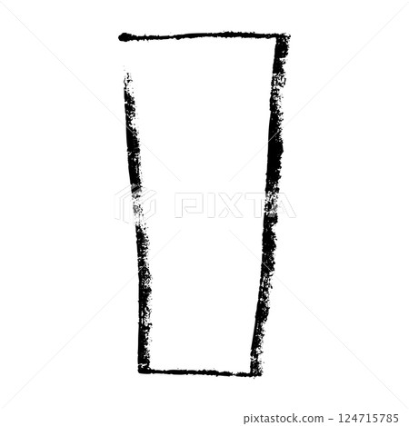 Hand-drawn rectangular frame with rough brush strokes, sketchy pencil and chalk outline, scribbled square border for design. Flat vector illustration isolated on white background. 124715785