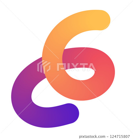 Abstract gradient wave pattern with wavy 3D shapes and geometric squiggles. Modern doodle design with colorful ribbon elements. Flat vector illustration isolated on white background. 124715807