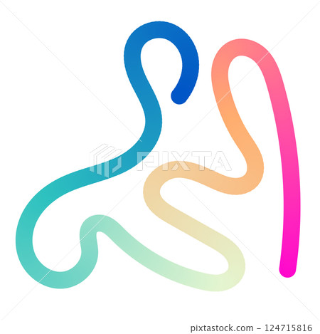 Abstract wavy gradient lines with fluid ribbon shapes, colorful 3D pattern, geometric and organic design elements. Flat vector illustration isolated on white background. Abstract wavy gradient lines with fluid ribbon shapes, colorful 3D pattern, geometric and organic design elements. Flat vector illustration isolated on white background. 124715816