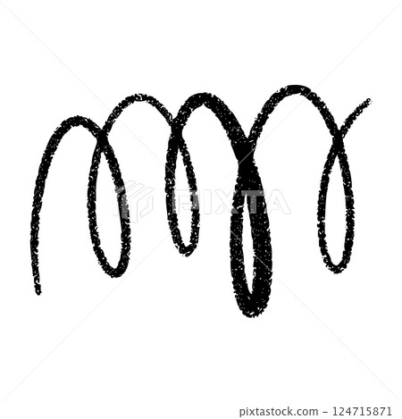 Flexible coil spring spiral. Thin wire curves in bouncing zigzag shapes. Flat vector illustration isolated on white background. 124715871