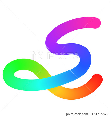 Abstract wavy gradient lines with playful squiggle shapes, colorful ribbon elements, geometric doodle pattern, and fluid 3D design. Flat vector illustration isolated on white background. 124715875