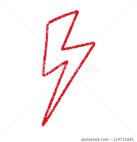 Red Hand-drawn doodle elements lightning, thunderbolt sketchy crayon scribble style with rock vibe. Flat vector illustration isolated on white background. 124715885