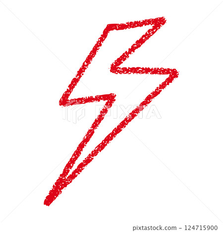 Red Hand-drawn doodle elements lightning, thunderbolt sketchy crayon scribble style with rock vibe. Flat vector illustration isolated on white background. Red Hand-drawn doodle elements lightning, thunderbolt sketchy crayon scribble style with rock vibe. Flat vector illustration isolated on white background. 124715900