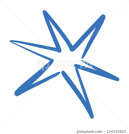 Blue and yellow hand-drawn star doodles with brush and crayon textures. Sketchy line patterns, graphic marker elements. Flat vector illustration isolated on white background. Blue and yellow hand-drawn star doodles with brush and crayon textures. Sketchy line patterns, graphic marker elements. Flat vector illustration isolated on white background. 124715925