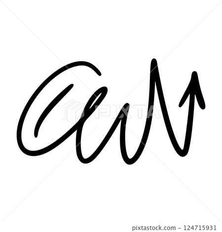 Comic movement lines and expressive shapes with fun graphic effects. Hand-drawn cartoon elements including arrows, marks, and brush strokes. Flat vector illustration isolated on white background. 124715931