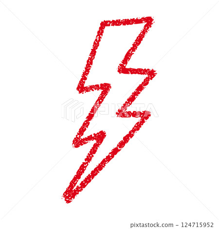 Red Hand-drawn doodle elements lightning, thunderbolt sketchy crayon scribble style with rock vibe. Flat vector illustration isolated on white background. Red Hand-drawn doodle elements lightning, thunderbolt sketchy crayon scribble style with rock vibe. Flat vector illustration isolated on white background. 124715952