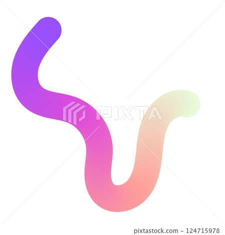 Abstract squiggle background with wavy gradient lines, colorful ribbon shapes, fun organic pattern, 3D curved design elements. Flat vector illustration isolated on white background. 124715978