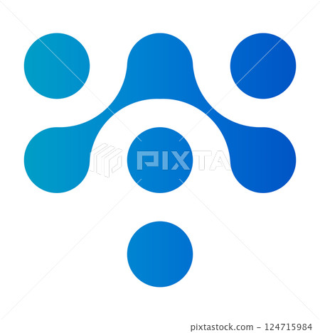 Molecular dot connect pattern with metaball shapes. Abstract fluid morphing paterns. Flat vector illustration isolated on white background. 124715984
