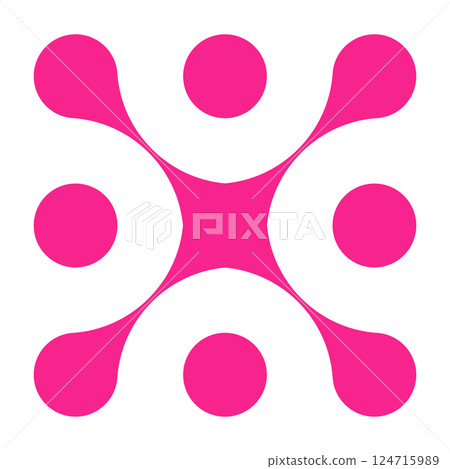 Pink circle blob connect pattern. Organic morphing shapes and logo dots. Flat vector illustration isolated on white background. Pink circle blob connect pattern. Organic morphing shapes and logo dots. Flat vector illustration isolated on white background. 124715989