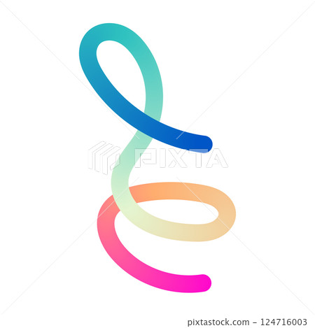 Abstract wavy gradient lines with fluid ribbon shapes, colorful 3D pattern, geometric and organic design elements. Flat vector illustration isolated on white background. Abstract wavy gradient lines with fluid ribbon shapes, colorful 3D pattern, geometric and organic design elements. Flat vector illustration isolated on white background. 124716003