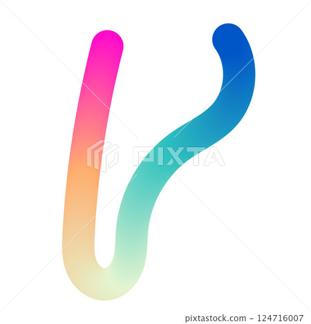 Abstract wavy gradient lines with fluid ribbon shapes, colorful 3D pattern, geometric and organic design elements. Flat vector illustration isolated on white background. 124716007