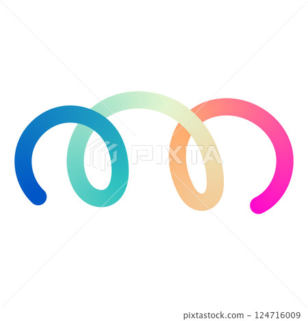 Abstract wavy gradient lines with fluid ribbon shapes, colorful 3D pattern, geometric and organic design elements. Flat vector illustration isolated on white background. 124716009