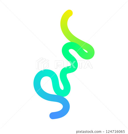Abstract squiggle background with wavy gradient lines, colorful ribbon shapes, fun organic pattern, 3D curved design elements. Flat vector illustration isolated on white background. 124716065