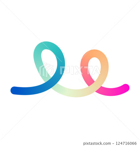 Abstract wavy gradient lines with fluid ribbon shapes, colorful 3D pattern, geometric and organic design elements. Flat vector illustration isolated on white background. 124716066