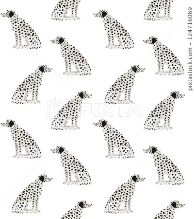Vector seamless pattern of flat Dalmatian dog 124716069