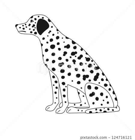 Vector flat hand drawn Dalmatian dog 124716121