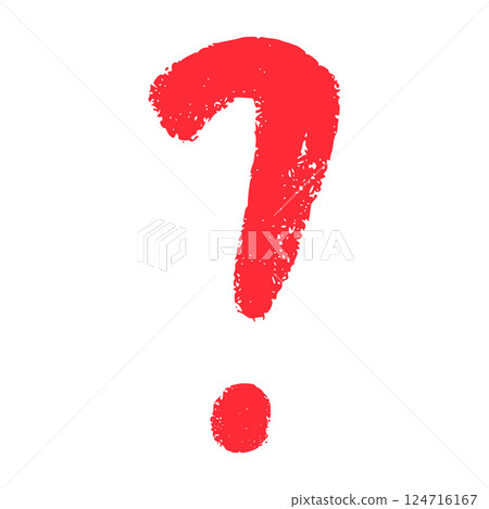 Hand-drawn question mark icon with sketch-style details. Curious doodle symbol for FAQ sections or inquiry prompts. Flat vector illustration isolated on white background. 124716167