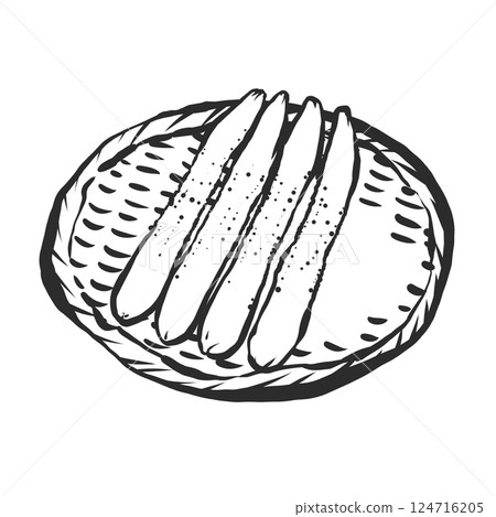 Hand-drawn brush-style illustration of a cucumber 124716205