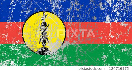 New Caledonia flag with grunge effect. 124716375