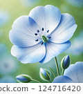 藍色粉蝶花的特寫和柔和的背景花照片風格插圖 124716420