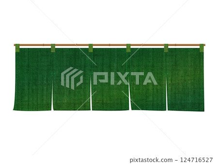 A swaying green linen curtain 124716527