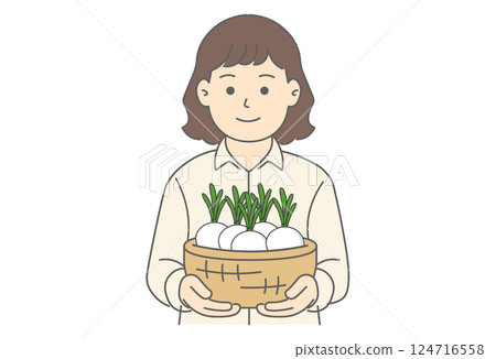 拿著蘿蔔的女人的插圖 拿著蘿蔔的女人的插圖 124716558