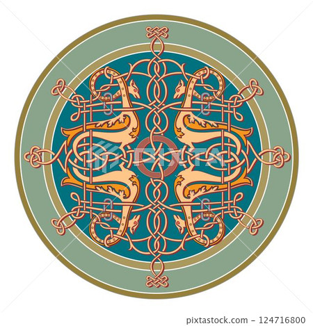 old world Vintage Russian ornament decorative isolated vector 124716800
