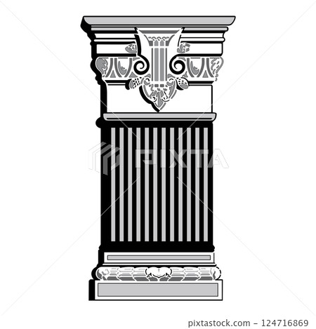 Antique white column realistic composition with isolated front view of architectural piece vector 124716869