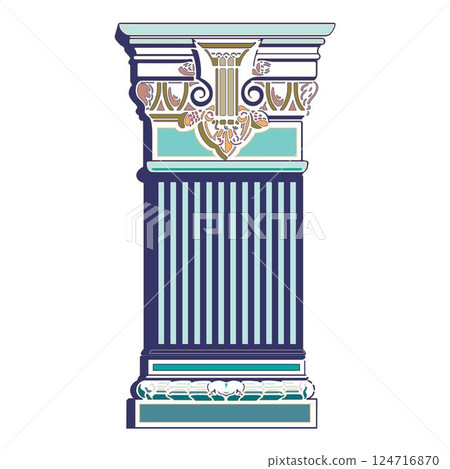 Antique white column realistic composition with isolated front view of architectural piece vector Antique white column realistic composition with isolated front view of architectural piece vector 124716870
