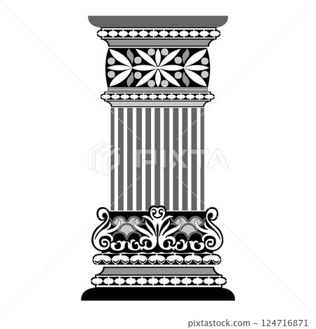 Antique white column realistic composition with isolated front view of architectural piece vector Antique white column realistic composition with isolated front view of architectural piece vector 124716871