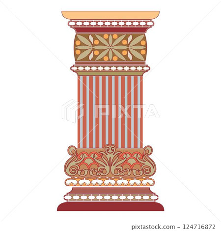 Antique white column realistic composition with isolated front view of architectural piece vector Antique white column realistic composition with isolated front view of architectural piece vector 124716872
