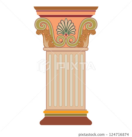 Antique white column realistic composition with isolated front view of architectural piece vector 124716874