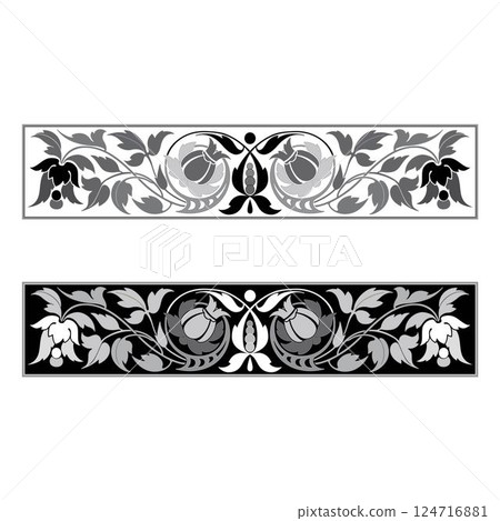 Retro chapter dividers swirl floral ornament bookmarks sketch set Retro chapter dividers swirl floral ornament bookmarks sketch set 124716881