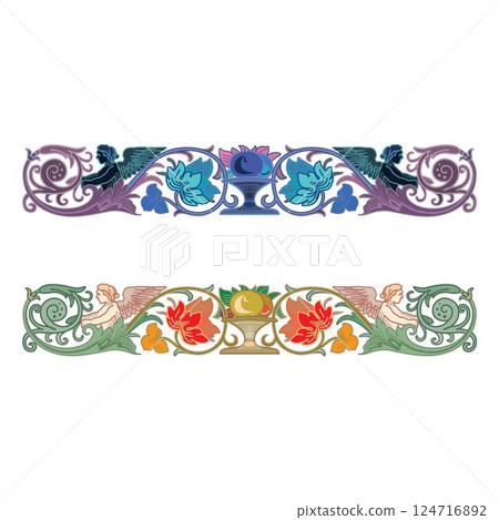 Retro chapter dividers swirl floral ornament bookmarks sketch set Retro chapter dividers swirl floral ornament bookmarks sketch set 124716892