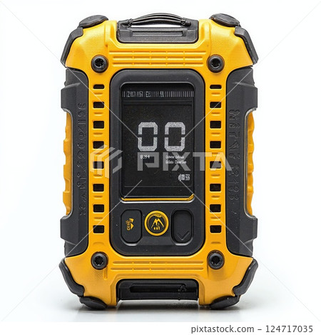 Rugged yellow and black gas detector with digital display for industrial safety and monitoring 124717035