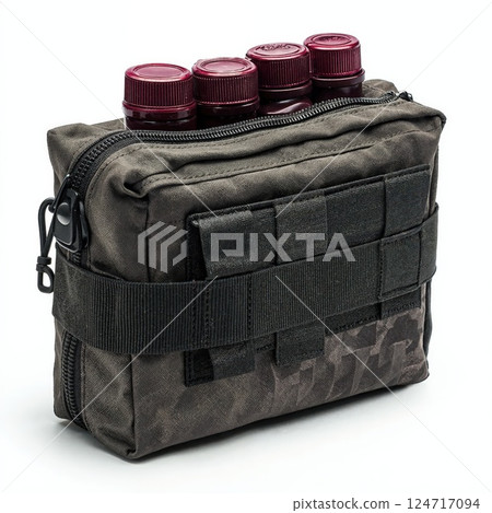 Tactical beverage holder pouch with strap for efficient organization and portability 124717094