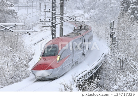 Akita Shinkansen in the snow Akita Shinkansen in the snow 124717329