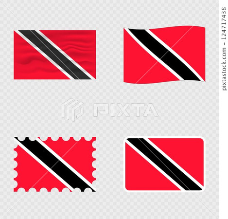 Trinidad and Tobago national flag in four different styles. 124717438