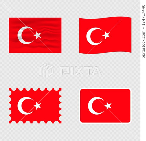 Turkey national flag in four different styles. 124717440