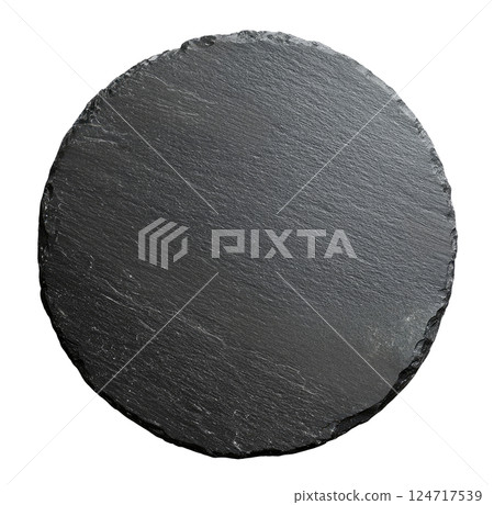 Empty Black Round Slate Empty Black Round Slate 124717539