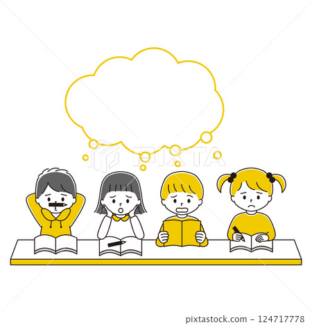 孩子們苦惱地思考的插圖 124717778